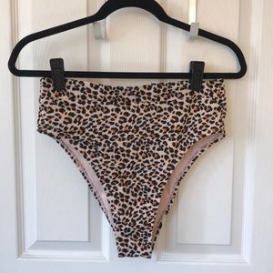 Leopard Print High-Waisted Bikini Bottoms